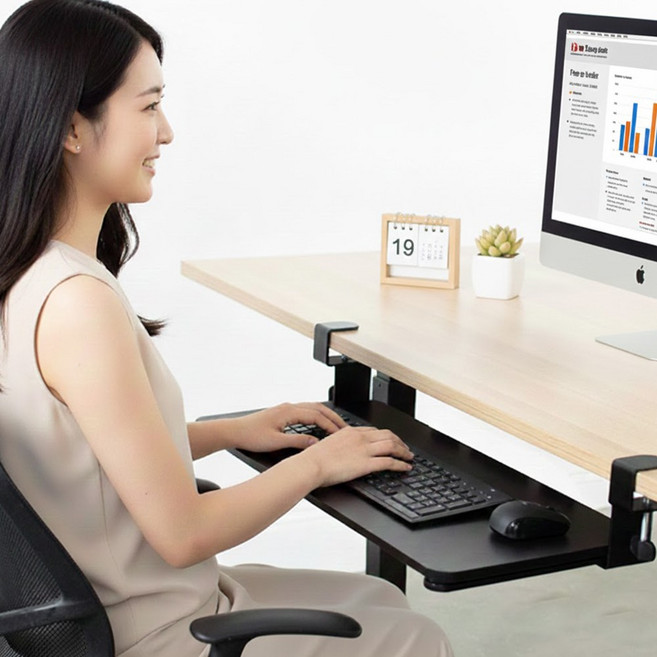 책상 슬라이딩 키보드 받침대 거치대, 1개, 블랙