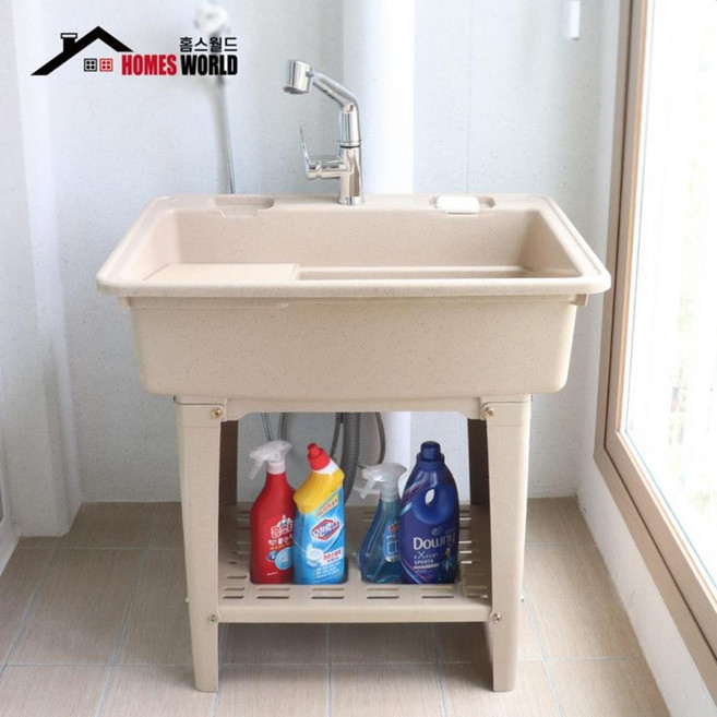 간이 싱크대x1개 손빨래 씽크대 보조싱크대 싱크볼, 대형 화이트