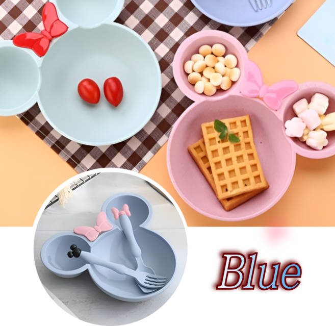 올리OLI 유아용 이유식기 스푼 포크 식기 식판 세트, 1개, 그릇+숟가락+포크, 블루