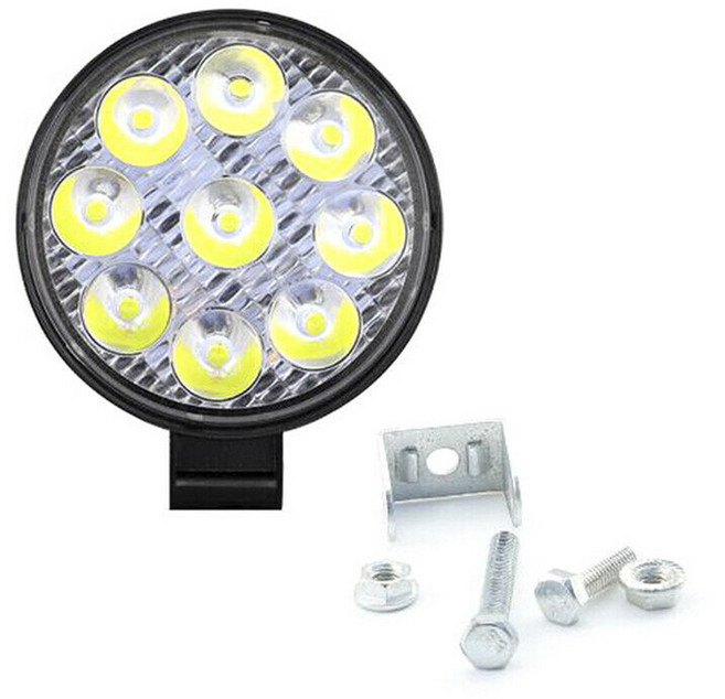 27W LED 써치라이트 - 방수 IP68 - 후진등 해루질 작업등 화물차용 원형 라이트, 1개