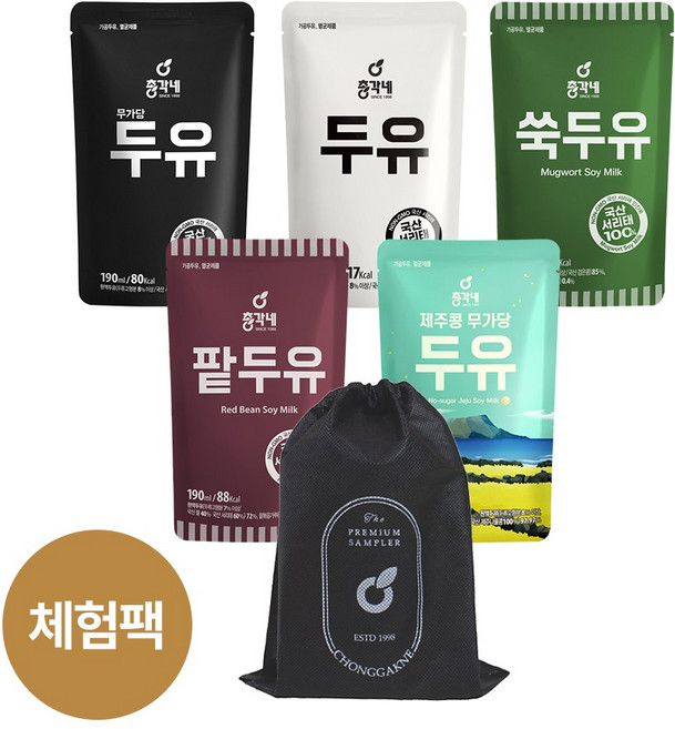 총각네 두유 5종 체험팩, 4세트, 190ml