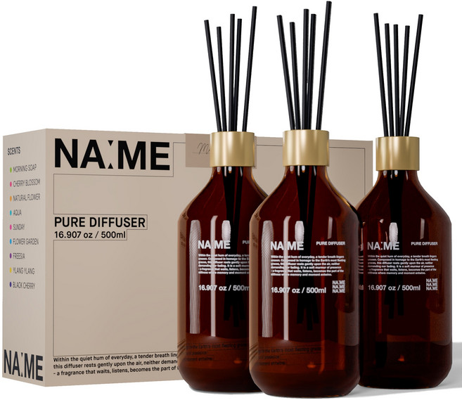 나메 대용량 프리미엄 디퓨저 스틱 세트, 3개, 500ml, 불가리안 로즈