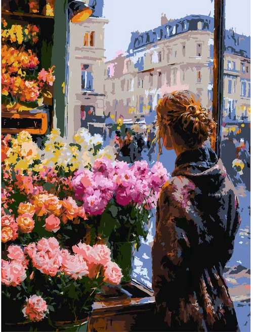 luntim DIY 명화그리기 유화 그림 그리기 선물 아크릴화 30x40 꽃그림 감성 힐링 풍경화, 1개, 파리 꽃시장