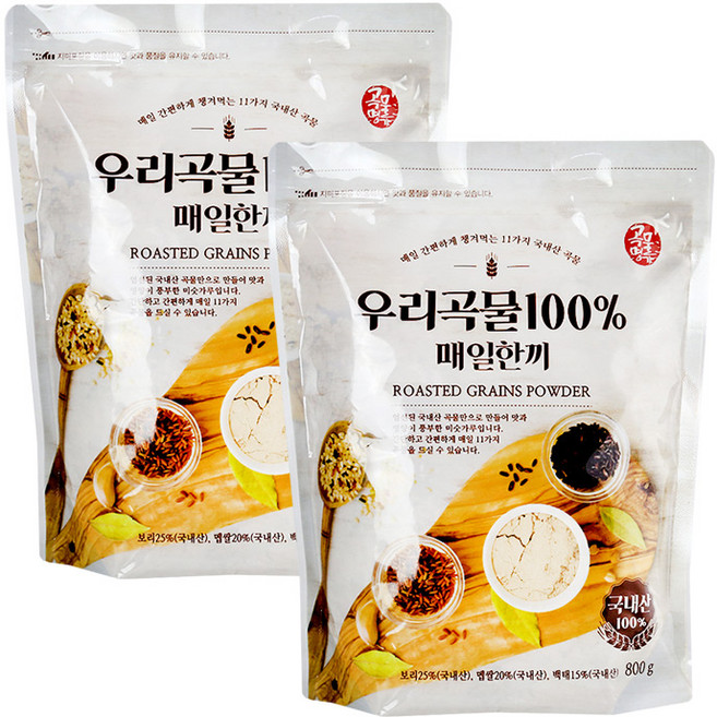 11가지 우리곡물100% 매일한끼 800g x2봉 미숫가루 선식, 2개