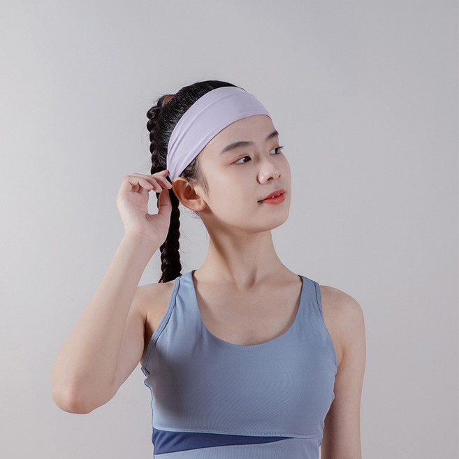 와이드 쿨링 기능성 스포츠 헤어밴드 유행 스타일의 연보라색