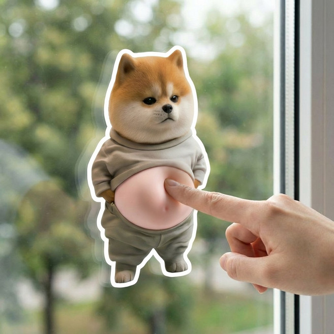 레인보우캣 시바견 뱃살 스티커 쿠션스티커 강아지 뱃살 스티커 2p, 1세트, 시바견_회색티
