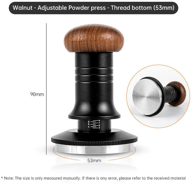 조정 가능한 용수철 적재 커피 탬퍼 리플 베이스 알루미늄 호두 셀프 레벨링 에스프레소 51mm, 1개