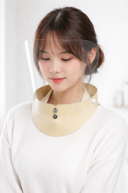 다회용 와이드 투명 위생마스크 주방 뷰티용, 베이지, 1개, 1개입