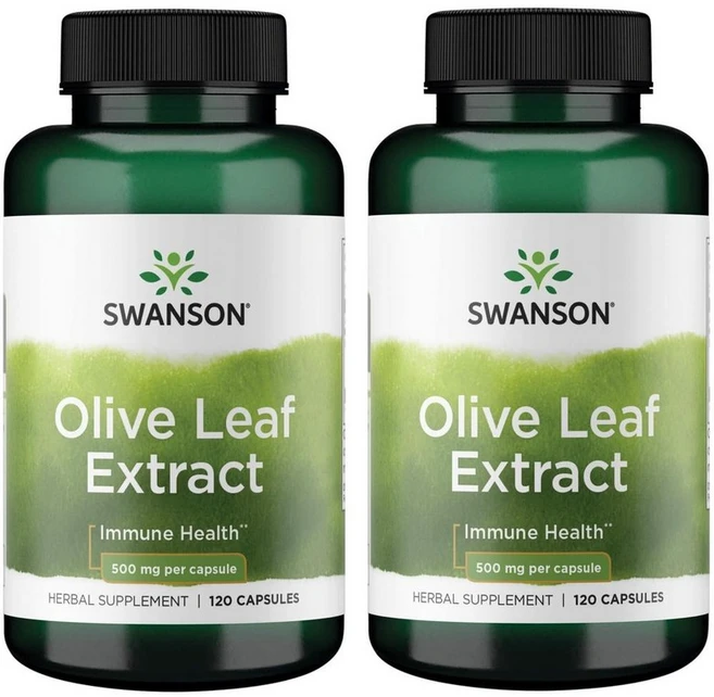 스완스 올리브잎 올리프 리프 추출물 올유로핀 120캡슐 2팩 (미국) Swanson Olive Leaf Extract Capsules with 20% Oleuropein, 120정 - 쿠팡
