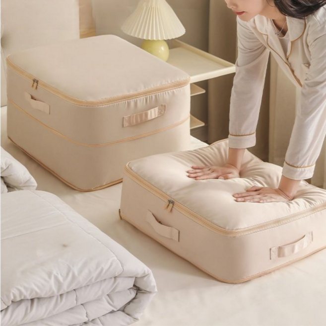 앨리쉬 이불 정리 수납 압축 파우치, 2개, 베이지특대형