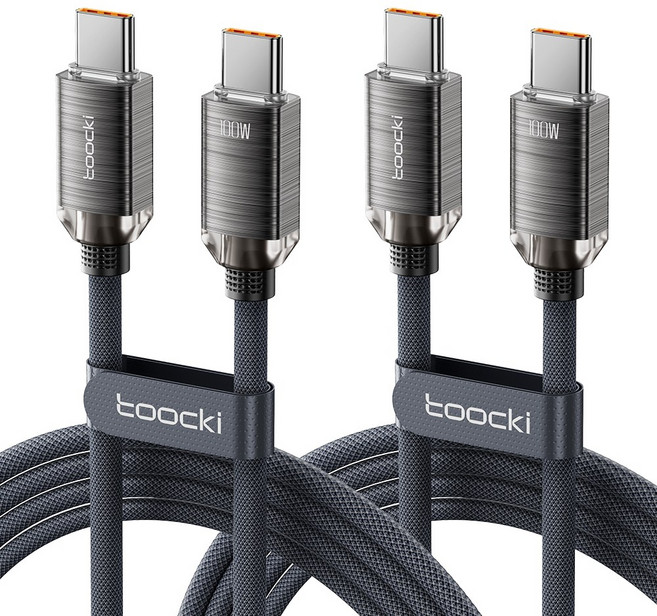 Toocki 100W C to C PD 초고속 충전 케이블, 2개, 2m, 블랙