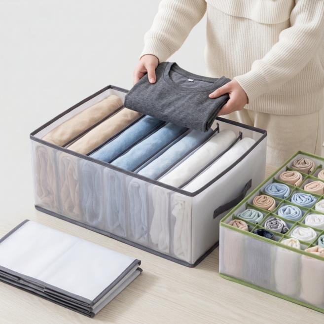 하루손길 서랍 정리함 옷정리 수납함 옷장 정리함 옷정리 트레이, 화이트, 1개