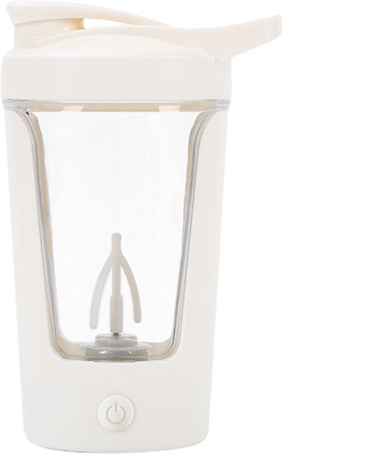 全自動電動攪拌杯 食品級Tritan材質 密封防漏 便攜提把, 米白450ml, 1個