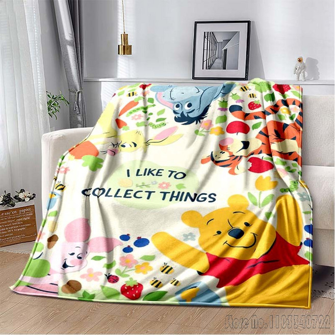 곰돌이 푸 티거 미니 만화 담요 여행 피크닉 담요 어린이 성인 가정용 담요 선물, 08 Flannel 100x140cm, 14 11