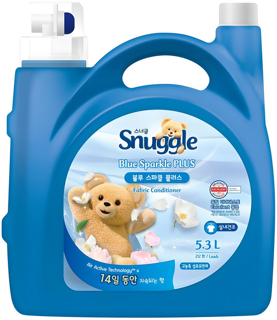 스너글 섬유유연제 블루스파클 플러스 본품, 5.3L, 1개입, 1개