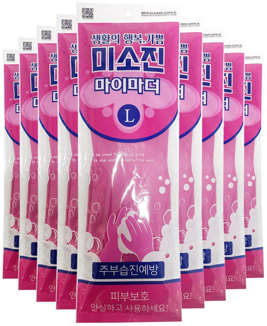미소진 마이마더 고무장갑, 핑크, 대(L), 10개