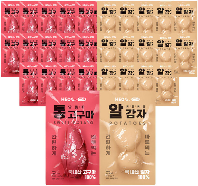 허닭ON 바로먹는 실온 통고구마&알감자 2종 혼합, 30개, 100g