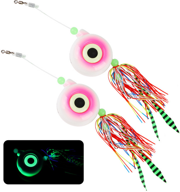 Thorforce 프리미엄 유동식 타이라바 헤드 입 참돔 대구 낚시 채비 야광 기능, 2개, 200g, 화이트 핑크 02