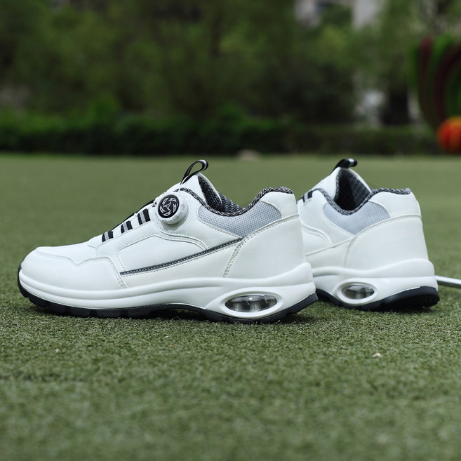 손잡이 버튼 골프화 방수 및 미끄럼 방지 에어 쿠션 레저 스포츠화 남성용 야외 골프 트레이닝화