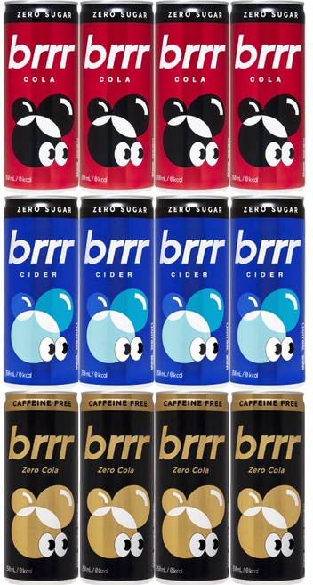 일화 부르르 롱캔 음료수 혼합 제로콜라+제로사이다+제로콜라카페인프리 3종 각 4개씩, 12개, 250ml