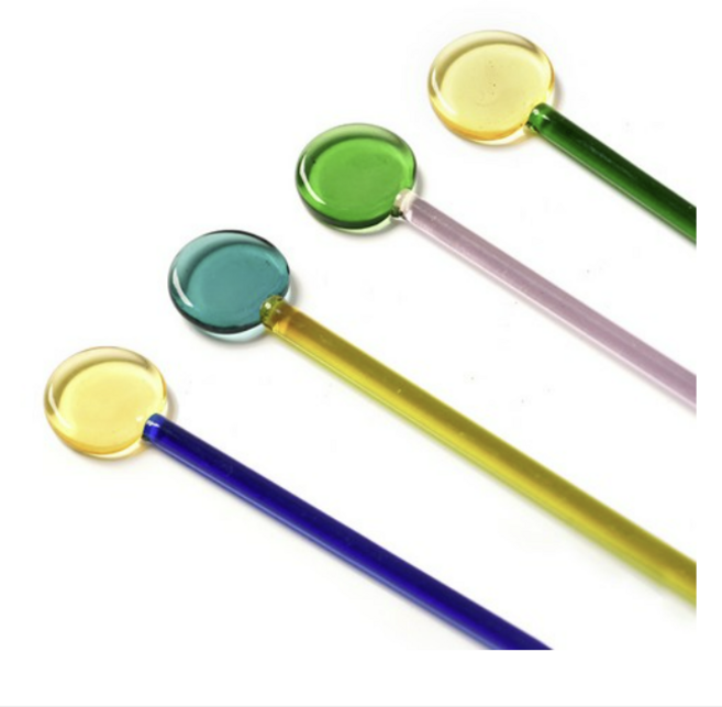 벨르디자인 유리 투톤 머들러 4종 세트, 투톤그린 투톤핑크 투톤옐로우 투톤블루, 1세트