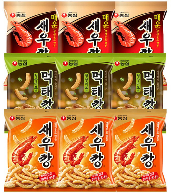 농심 새우깡 +매운새우깡 +먹태깡, 9개