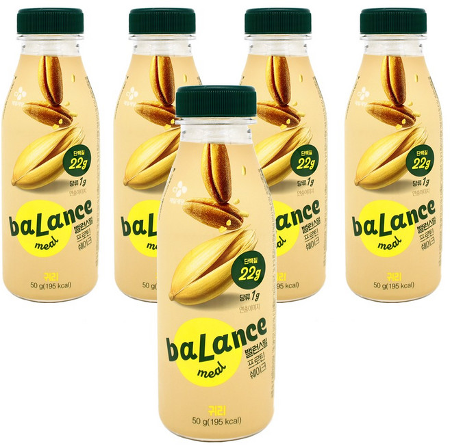 CJ제일제당 밸런스밀 한끼 식사대용 곡물 쉐이크 프리미엄 선식 5보틀 보틀선식, 5개, 285g