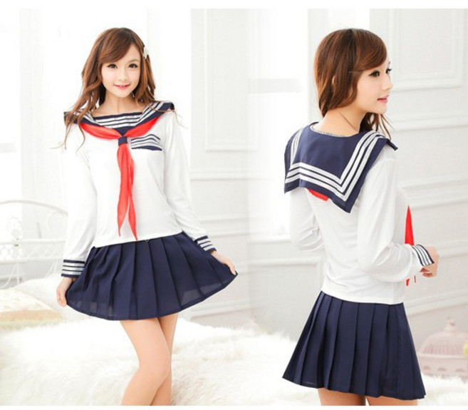 日系紅領巾水手服學生表演服