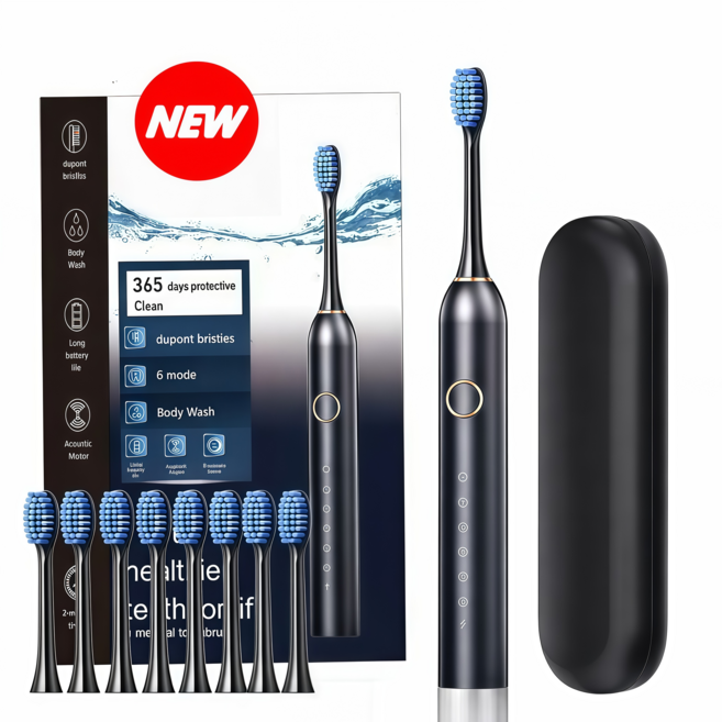 [캬오유] 음파 전동 칫솔 헤드 8개+케이스 세트 충전 리필, 1개, COU-블랙, COU-507