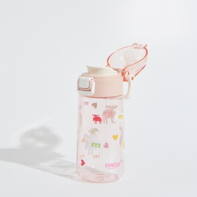 MOZ 스웨덴 원터치 트라이탄 키즈 보틀 물병, 1개, 480ml, 헤이즐핑크