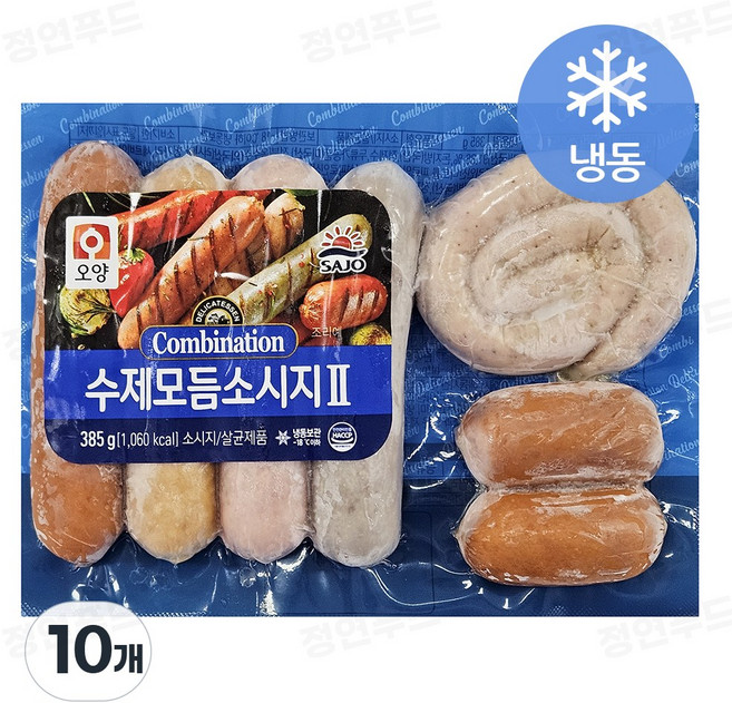 오양 수제모듬소시지 냉동 (업소용 식당용수제소시지 호프집 간편안주), 385g, 10개
