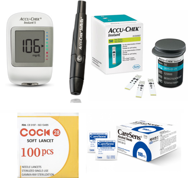 아큐첵 인스턴트 에스 Accu-Chek Instant S 혈당측정기 풀세트 (기계+채혈기+시험지50매+호환침110개+알콜솜100매+전용파우치) SW, 1개