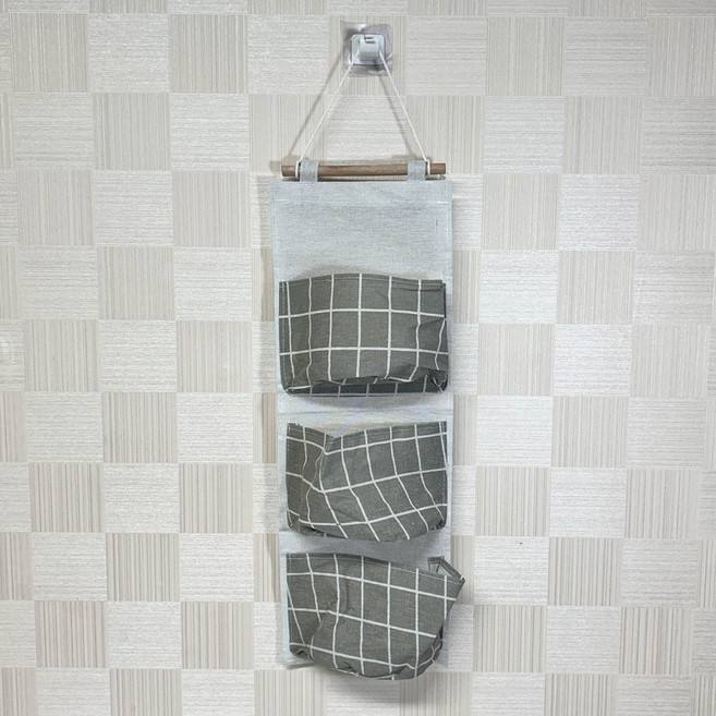 3단 수납 포켓 벽걸이, 블랙