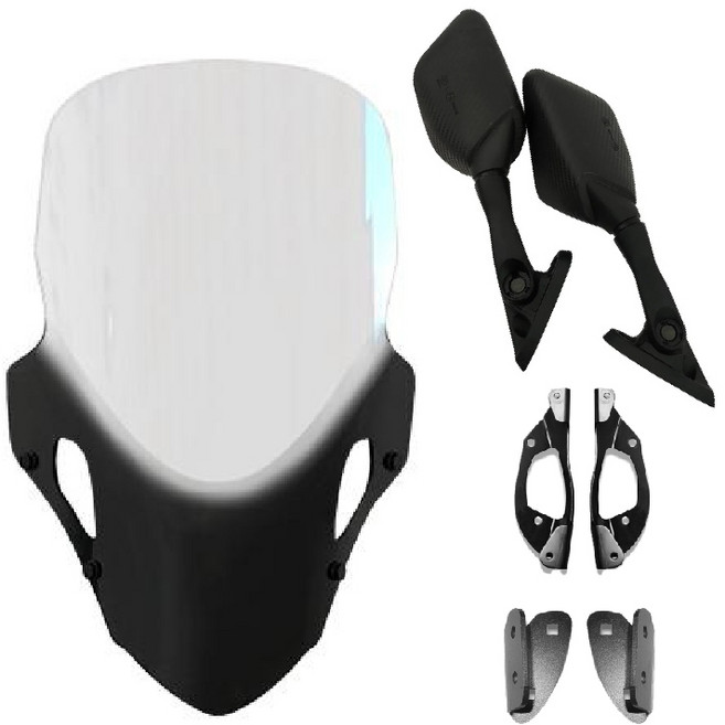 PCX 76CM 롱윈드스크린 사이드미러 셋트 21 24 바람막이 방풍 쉴드 튜닝, 1세트, 투명