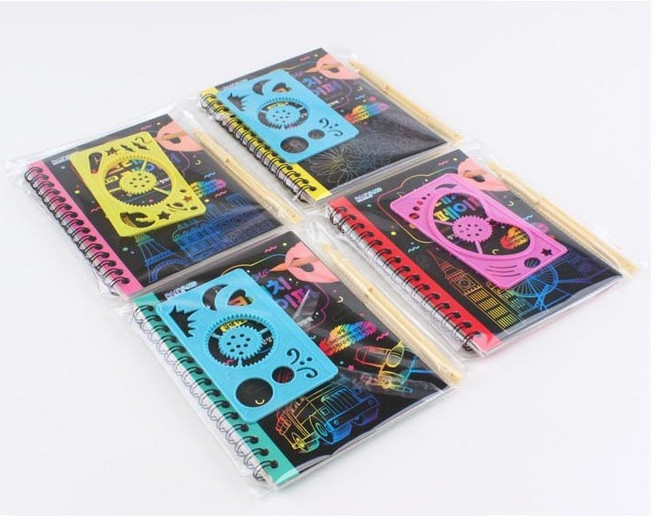 대양무역 레인보우 스크래치페이퍼 컬러 스크래치 아트 용지 어린이 미술 놀이, 4개, 랜덤 색상