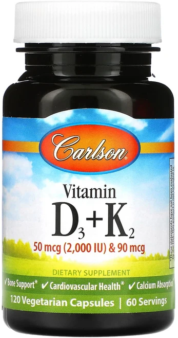 Carlson 비타민D3 + K2 베지 캡슐 120정, Carlson 비타민D3  K2 베지 캡슐 120정, 1개 - 쿠팡