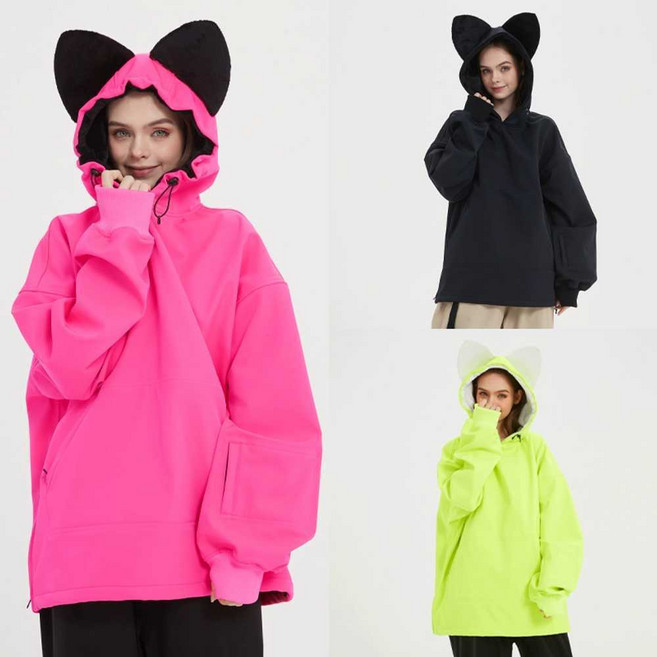 귀여운 고양이 귀 후디 스키복 여성 보드복 후드티