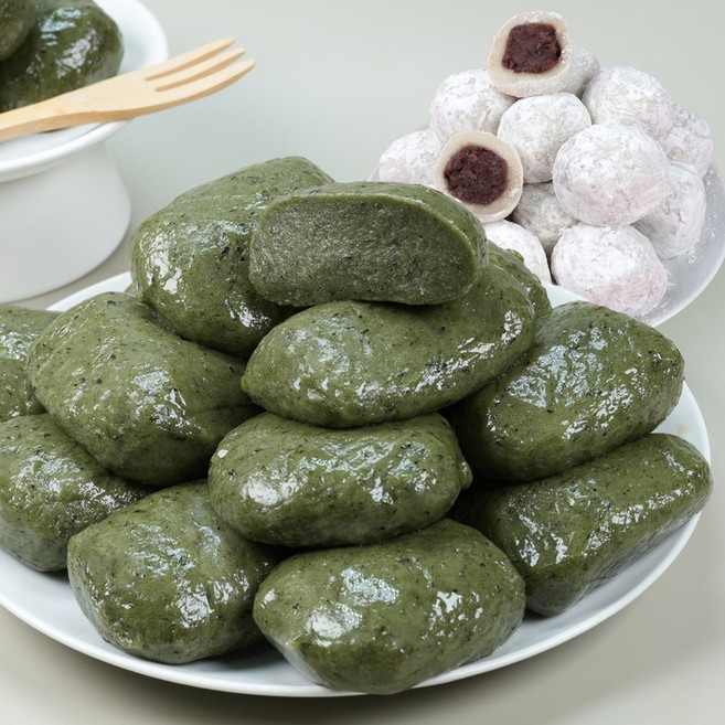 소소락 저당 쑥개떡 1kg+찹쌀떡 1kg. 국내산찹쌀 해풍쑥 개별포장., 2박스, 1kg