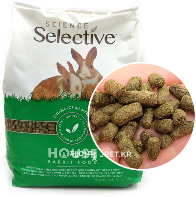 슈프림펫푸즈 사이언스 셀렉티브 하우스 토끼 먹이사료 실내용, 1.5kg, 1개 - 쿠팡