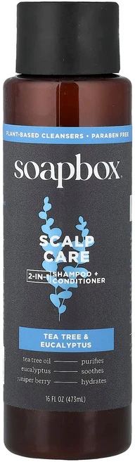 소프박스 두피 관리용 2-in-1 샴푸 + 컨디셔너 티트리 & 유칼립투스 473ml (16 fl oz) SPX-06985 - 쿠팡