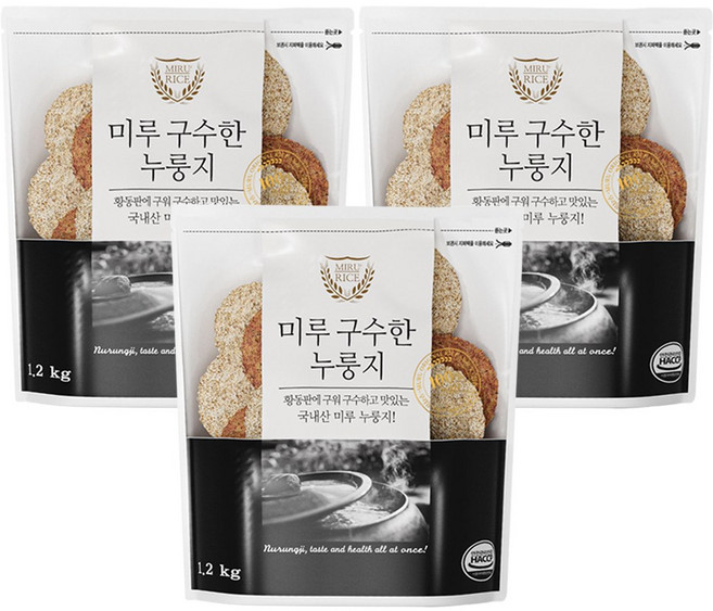미루구수한누룽지 쌀누룽지, 3개, 1.2kg