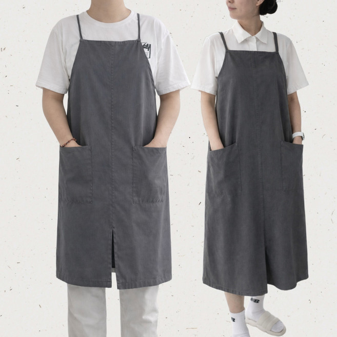 슬픽 예쁜 카페 도예 공방 방수 롱 앞치마, 1개, 그레이