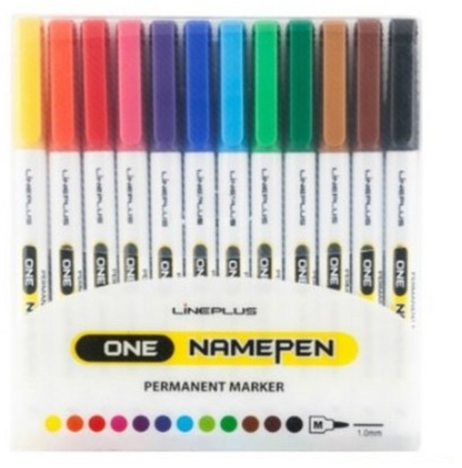 [엘제이] 라인플러스 원 네임펜 12색 세트 유성마카 1.0mm, 1개