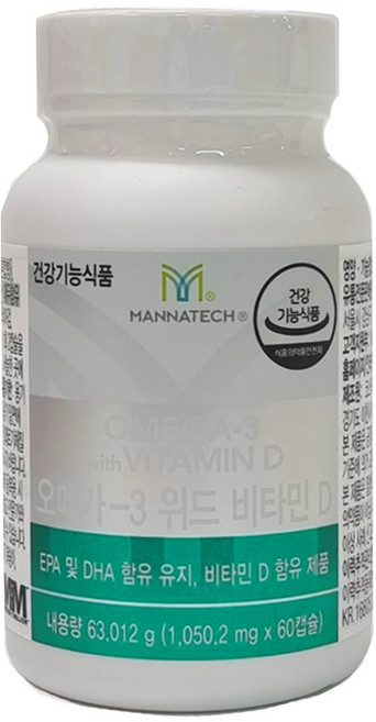 매나테크 오메가-3 위드 비타민D (정제어유 혈행개선 혈관건강) + KF94 마스크 1매 증정, 60정, 1개