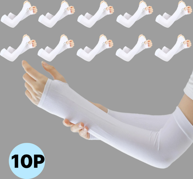 행쇼핑 쿨토시 팔토시 자외선차단 골프, 10개, 화이트