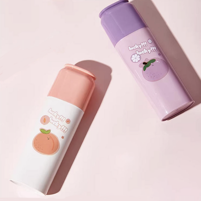 미셀즈픽 휴대용 귀여운 과일 캐릭터 양치컵 칫솔 케이스 2P세트, 1세트, 라벤더+피치