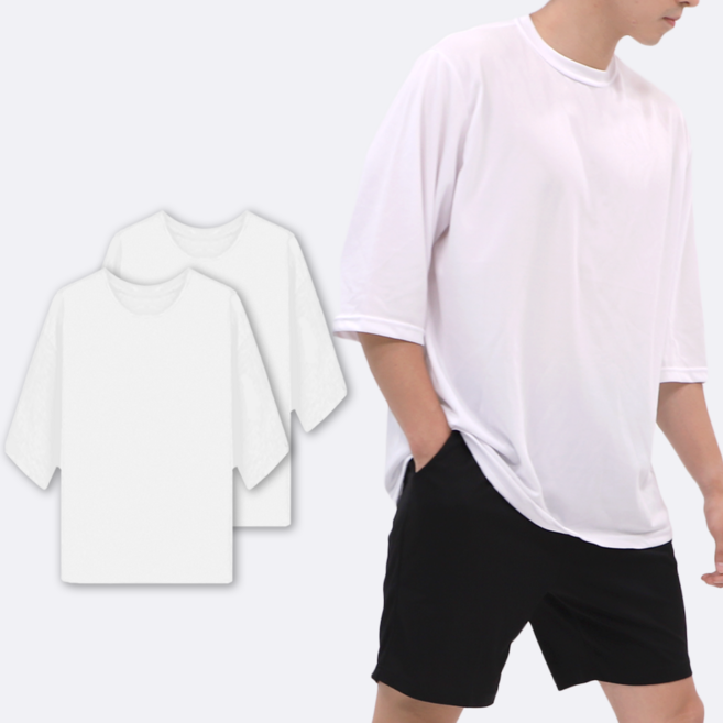 1+1 남자 여름반팔 오버핏반팔 기능성반팔 쿨티셔츠 드라이 쿨링티셔츠