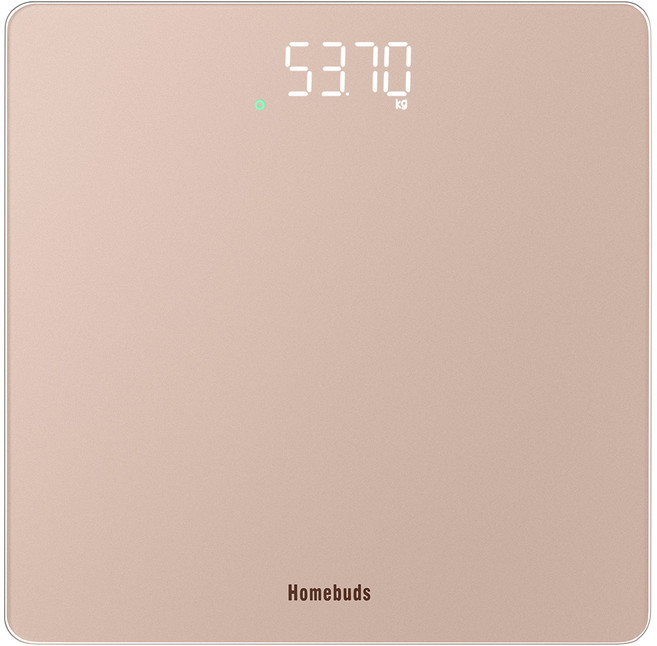 Homebuds 로즈골드 LED 고정밀 전자체중계 측정 안정시 녹색등 점등 올라서면 자동 켜짐, 1개, HB9057