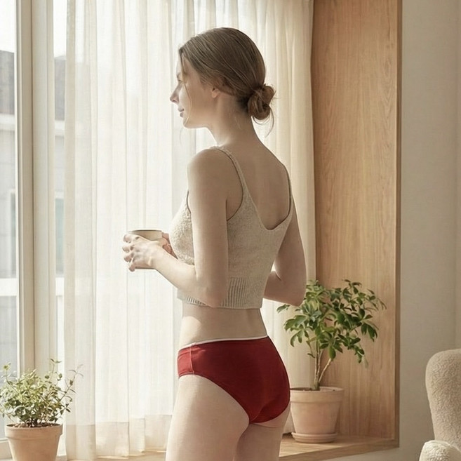 미퓨어 흰라인 면 코튼 무봉제 노라인 팬티 3p