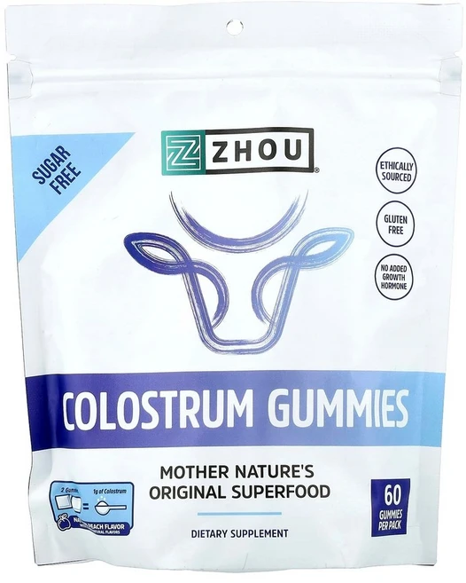 Zhou Nutrition 초유 천연 복숭아 구미젤리 60개, 1개, 60정 - 쿠팡